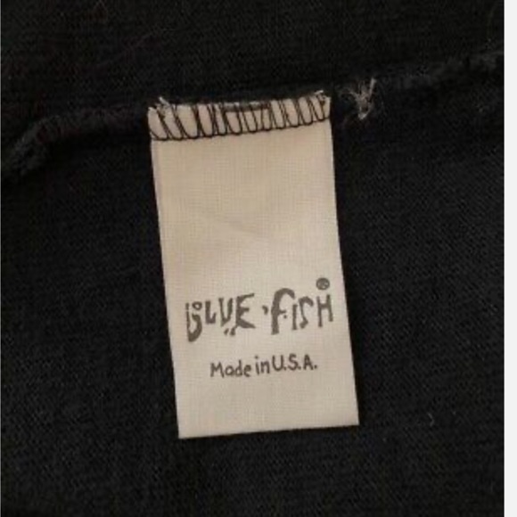 Blue Fish Vest hand printed button up crop shirt - Picture 9 of 16